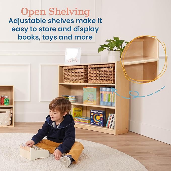 ECR4Kids Classic Bookcase, 36in, Adjustable Shelves, Natural