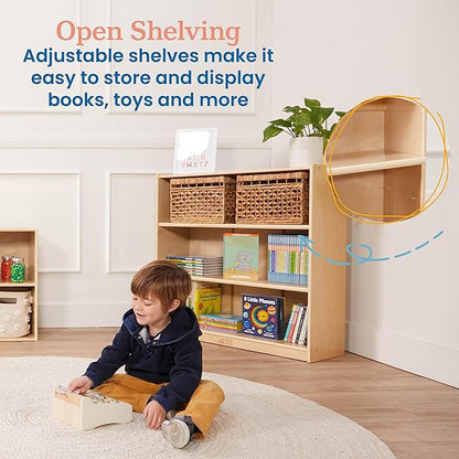 ECR4Kids Classic Bookcase, 36in, Adjustable Shelves, Natural