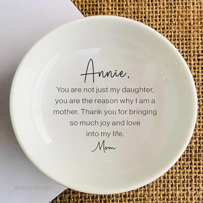HatafaFurni To My Daughter, Bride in Law Ring Dish, Women Jewelry Tray, Birthday & In Law Gifts, Son Trinket Tray for Men & Women