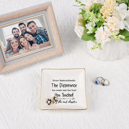 Spegiffu Retirement Gifts for Women Coworker Leaving Gifts Going Away Gift Retirement Gift Jewelry Dish for Friends Retired Teachers Nurses Doctor Boss Goodbye Farewell Gifts for Coworkers New Job