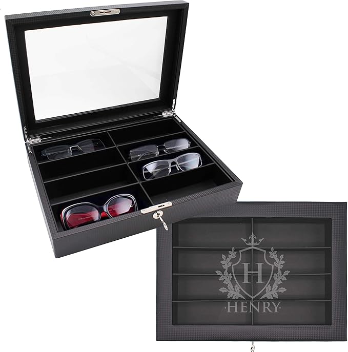 My Personal Memories Custom Personalized Multiple Sunglasses, Eyeglass, Eyewear Cases Organizer Box, 8 Slots