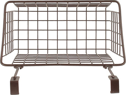 Spectrum Medium Cabinet Door Wire Basket Grid Over Cabinet Organizer Bronze, Hanging Over Cabinet Door Storage Organizer Basket for Kitchen and Bath Cleaning Supplies Washcloths Hand Towels