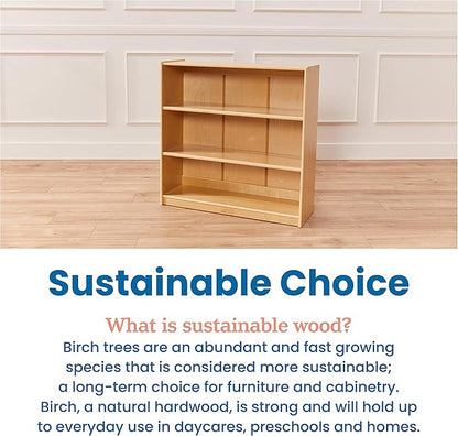 ECR4Kids Classic Bookcase, 36in, Adjustable Shelves, Natural