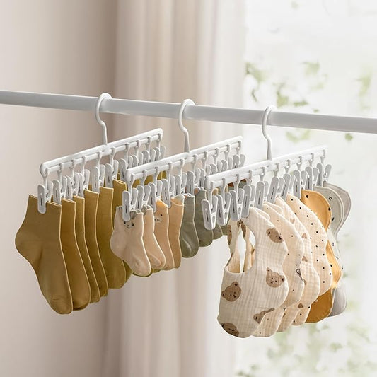 Plastic Drying Rack with 10 Clips for Drying Socks Baby Clothes Drying Towels Rotatable Sock Drying Rack
