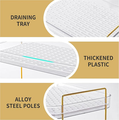 Coffee Bar Accessories, Station Organizers,Large Capacity Storage with Drain Board,Whisky Tray,Mug Tea Cup Holder Coffee Bar Organizer, White Clear