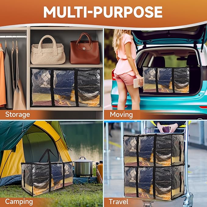 CONGREGATE 97L Moving,2 pack extra large moving bags with zippers，bagsmoving bags heavy duty，,closet storage,Storage Containers for Organizing Bedroom,Closet, Clothing,storage totes with lids