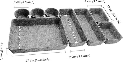 8pcs Drawer Organizers, Separators, Storage Box,Felt Storage Bins Inserts Tool Containers Toy Basket Shelf Cubes Foldable Drawer Dividers Desk Organisers - Grey