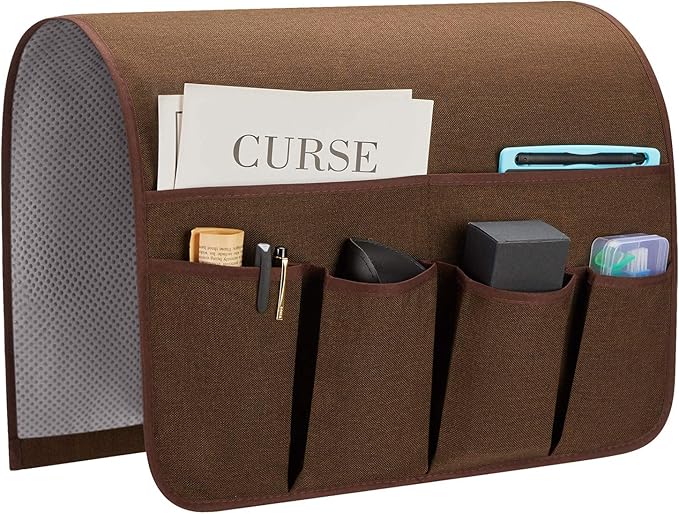 SYSOV Sofa Armrest Organizer, Remote Control Holder for Recliner Couch, Arm Chair Caddy with 6 Pockets for Magazine, Tablet, Phone, iPad