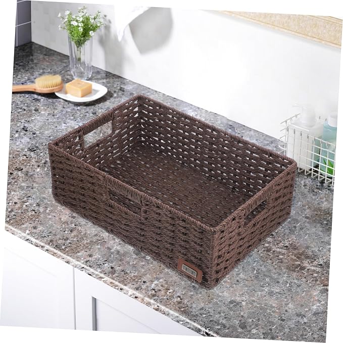 Rustic Woven Storage Baskets Decorative Basket for Shelves for Office Kitchen