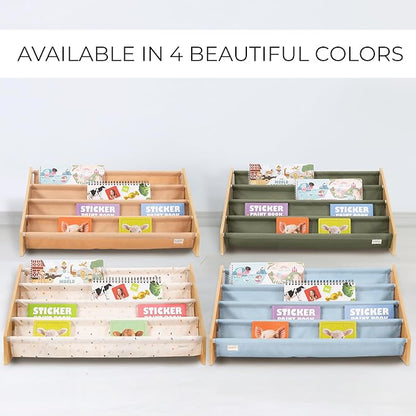 ZICOTO Decorative Wooden Bookshelf for Kids Rooms - Keeps Plenty of Books Neatly Organized & Within Reach for Toddlers - Easy Install Montessori Book Shelf for Baby's Bedroom or Playroom Decor
