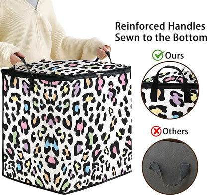 Large Comforter Storage Bag with Zipper,Closet Organizer for Clothes/Blankets/Quilts/Pillows,Fabric Moving Bags with Portable Handles 95L(2-Pack)