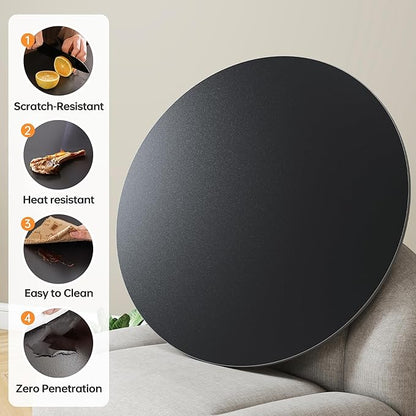 Lazy Susan Turntable 23.6 Inch - 360° Silent Rotating Anti-Slip Serving Tray, Heavy Duty Centerpiece for Kitchen, Dining & Coffee Table - Black Modern Design with Non-Slip Base