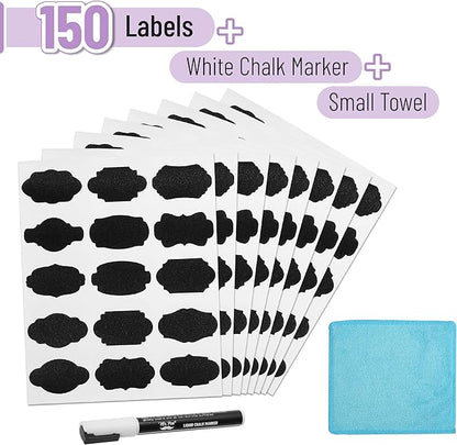 Mr. Pen- Chalkboard Labels, 150 pcs, Assorted Shapes, 1 White Chalk Marker and Small Towel, Label Stickers for Bottle, Food, Jar and Storage Bins