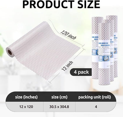 RAY STAR 12X120 Inch Shelf Liner for Kitchen Cabinets, Non-Adhesive Cabinet Liner Washable, PVC Drawer Liner for Dresser Non-Slip Bathroom (Circle)(4 Roll)