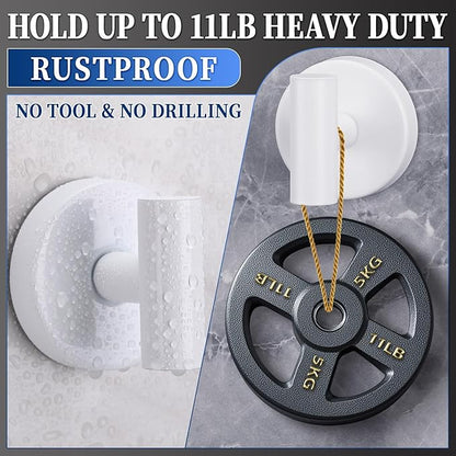 warlve Heavy Duty Reusable Suction Cup Hooks for Shower - No Drill Bathroom/Glass/Mirror/Tiles & Metal Surfaces,and Smooth Non-Porous Surfaces for Towels, Robes, Loofahs (4, White)