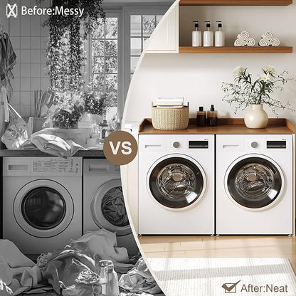 ChooChoo Washer Dryer Countertop, Laundry Room Topper for Folding Clothes and Storage, Over Machine Organizer Table, Walnut