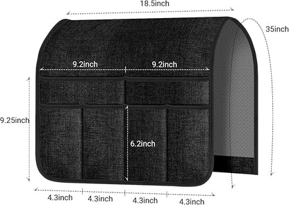 Meeall Armchair Caddy & Remote Control Holder for Couch & Recliner | Non-Slip Armrest Organizer with 6 Pockets for TV Remote, Phone, Tablet, Magazine & More, 19 x 35 Inches, Black