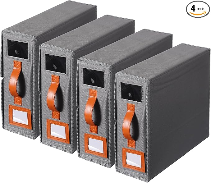 uxcell 4 Pack Bed Sheet Organizers and Storage with PU Handle, Foldable Bedding Duvet Cover Set Organizer Storage Closet and Under Bed Storage Containers, Gray