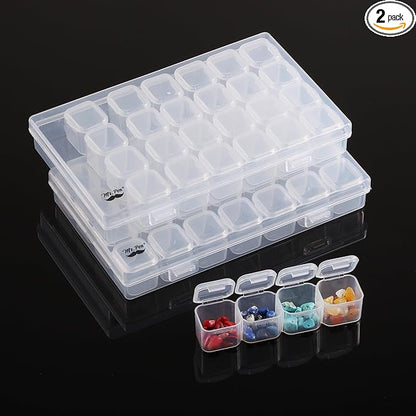 Mr. Pen-28 Grids, 2 Pack, Bead Storage Containers with 160pcs Label Stickers, Diamond Art, Bead Box, Diamond Painting Organizer