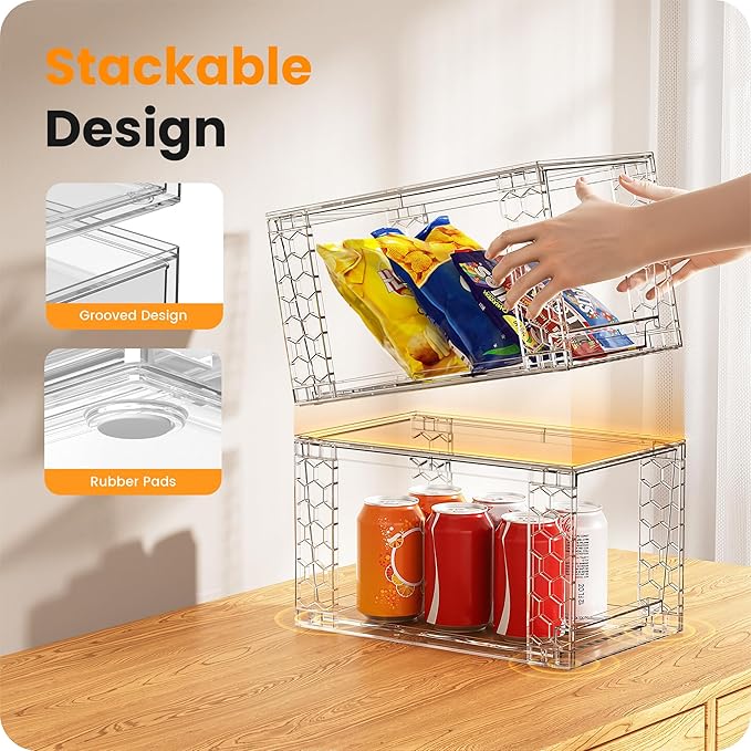A-LuGei 【𝟮𝗣𝗖𝗦】 Acrylic Stackable Storage Drawers, 11.8" L Makeup Organizer, Bathroom Organizer and, Under Sink Organizer, Plastic Storage Bins
