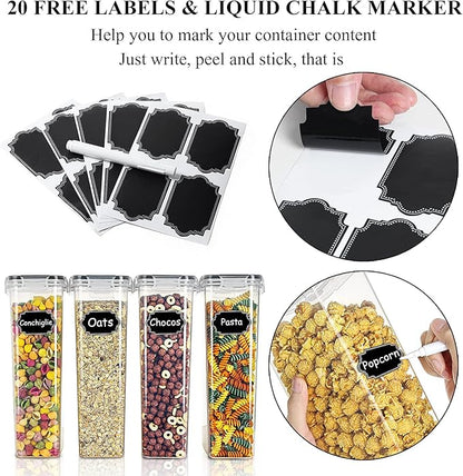 Wildone Airtight Food Storage Containers Set of 9 BPA Free Cereal & Dry Food Storage Containers 2.8L / 11.83 cups for Sugar, Flour, Snack, Baking Supplies, with 20 Chalkboard Labels & 1 Marker