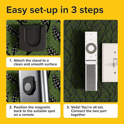 Magnetic Remote Control Holder - 10 Pcs Black Set for TV, Fan, and Air Conditioner Remotes - Wall Mount with Self-Adhesive Back for Easy Installation and with our Powerful and Sleek Magnetic Holders