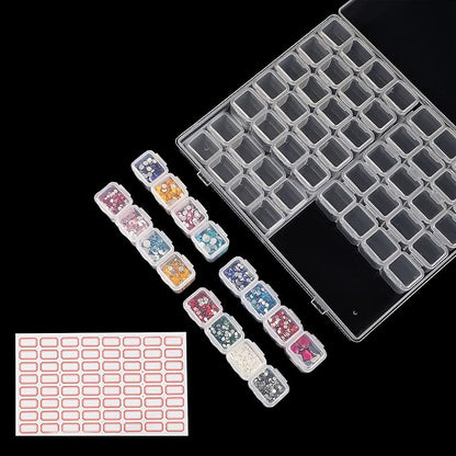 Ecurfu 56 Slots Diamond Painting Storage Containers, 56 Girds 1 Pack, Bead Storage Containers, Diamond Art Organizer Box, Diamond Painting Accessories, Embroidery Storage with Label Stickers