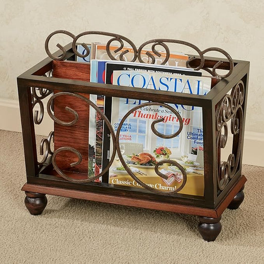 Touch of Class Ashburn Regal Walnut Magazine Newspaper Catalog Rack