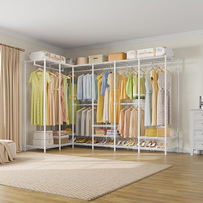 VIPEK V70 Extra Large Clothes Rack Heavy Duty Clothing Rack, Freestanding Wardrobe Metal Closet for Hanging Clothes, Bedroom Organizer and Storage, Max Load 1670lbs, White