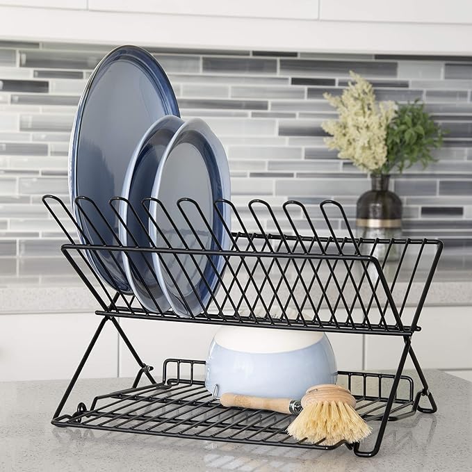 Better Houseware Folding Dish Drying Rack Space-Saving Dish Rack for Kitchen Counter for Drying (After Washing)
