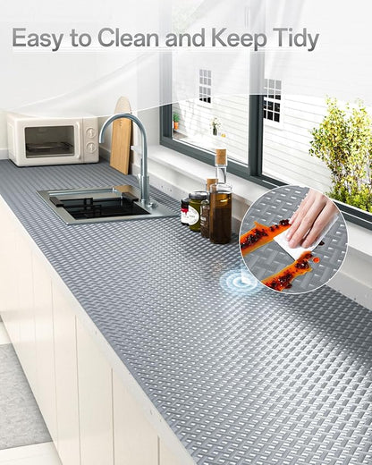 Shelf and Drawer Liner for Kitchen Cabinet, Non-Adhesive 12in x 240in Waterproof Contact Paper Refrigerator Liners Thickened Durable EVA Material Non Slip Mat for Dresser Cupboard Pantry Protector