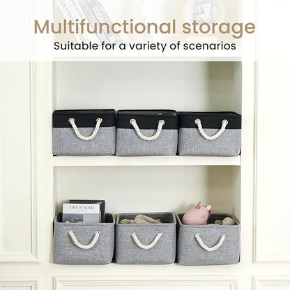 Storage Baskets for Shelves 13.8x9.8x6.7 Inch, Foldable Fabric Storage Bins with Handles, Small Storage Baskets for Organizing Closet, Office, Home Organization (1-Pack, Gray)