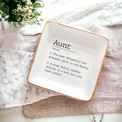 HatafaFurni Aunt Gift, Ring Dish, Jewelry Dish, Jewelry Storage, Mothers Day Gifts, Auntie Gift, Present For Auntie, Auntie Birthday Gift, Gift for Aunt From Niece and Nephew, Gift For Sister…