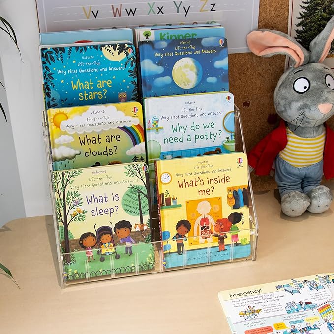 Small Kids Bookshelf, Portable Clear Book Shelf, Desktop Book Display, Tabletop Book Organizer for Kids and Toddler in Nursery, Baby Room, Playroom