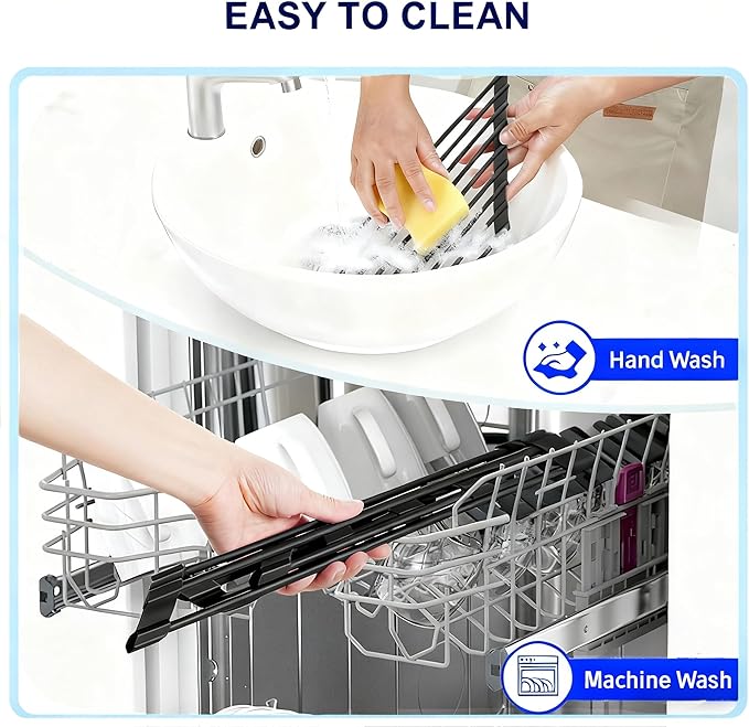 JAFLYDE Triangle Roll Up Dish Drying Rack Over The Sink, Anti-Rust with Full Silicone-Coated Stainless Steel Frame Fits, Organizer for Kitchen
