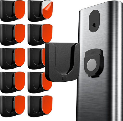 Magnetic Remote Control Holder - 10 Pcs Black Set for TV, Fan, and Air Conditioner Remotes - Wall Mount with Self-Adhesive Back for Easy Installation and with our Powerful and Sleek Magnetic Holders