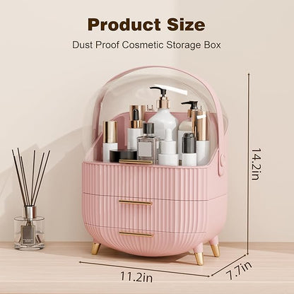 lurcns Makeup Organizer for Vanity Cosmetics Skincare Organizers with Lid and Drawers Display Cases for Countertop (Pink) | for Vanity, Organizers, with Lid, and Drawers, for Countertop