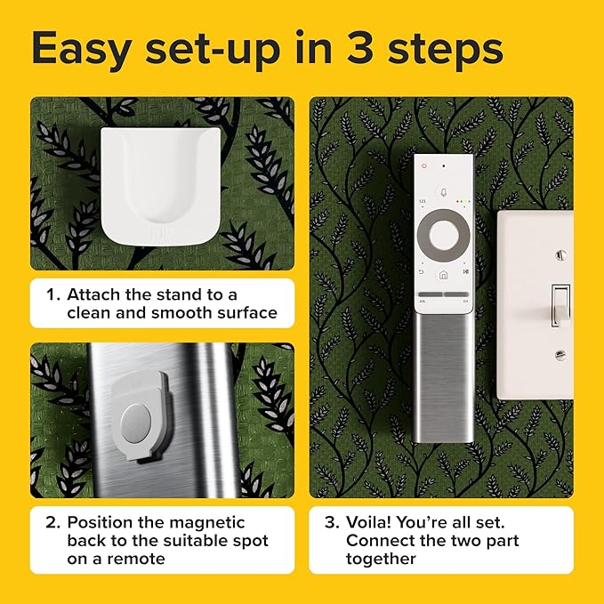 Magnetic Remote Control Holder - 5 Pcs White Set for TV, Fan, and Air Conditioner Remotes - Wall Mount with Self-Adhesive Back for Easy Installation and with our Powerful and Sleek Magnetic Holders