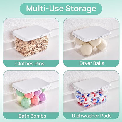 Vtopmart 4 Pack Laundry Pods Container and Dryer Sheet Holder, Detergent Powder Container with Lids &Labels & Scoop for Laundry Room Organization, Laundry Storage for Powder, Pods, Scent Booster Beads