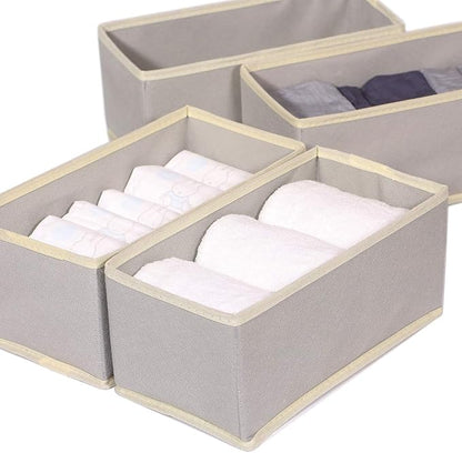 DIOMMELL Foldable Cloth Storage Box Closet Dresser Drawer Organizer Fabric Baskets Bins Containers Divider for Clothes Underwear Bras Socks Lingerie Clothing,Set of 9 Grey 090
