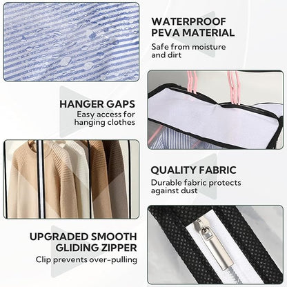 10 Pack Clear Garment Bags for Hanging Clothes 40&50'' Long Clothes Storage Bag with Zippers on Double Sides 10" Gusseted Plastic Clothes Cover for Closet Shirts Coats Dresses Fur Jacket Long Suit
