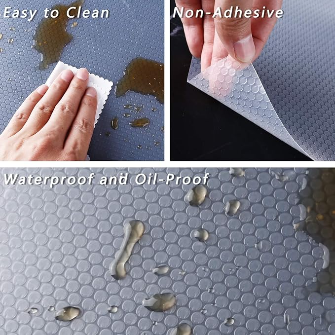 HooTown Refrigerator, Freezer, Fridge Shelf Liners and Drawer Mats 11.8 Inch Wide x 13 Feet Long, Non Adhesive EVA Plastic Washable Waterproof Pads for Kitchen Cabinet, Pantry Closet, Cupboard, Clear