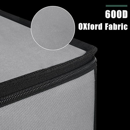 Christmas Ornament Storage Box with Dividers, Christmas Balls Storage Containers with Zipper & 4 Removable Trays - Holds Up to 64 Balls - 600D Oxford Christmas Decoration Storage Organizer (Gray)