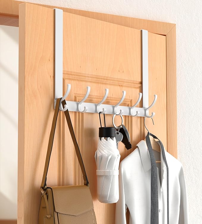 CHAUNCEY HOME Long Over The Door Hooks Hanger with 15.75" Arms for Easier Access by Shorter, Heavy Duty Door Hanger for Coat, F16U, Fits Standard 1 3/4'' Doors, Towel Racks for Bathroom, Black