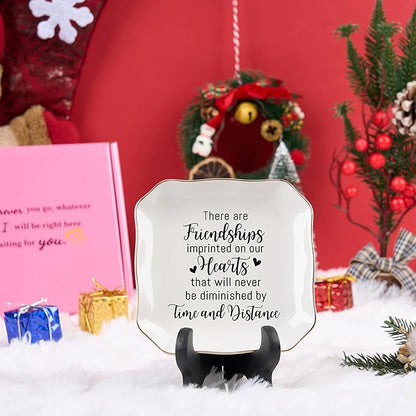 Spegiffu Friendship Gifts for Women Jewelry Dish Ring Trinket Tray - There Are Friendships Imprinted on Our Hearts... Unique Birthday Gift for Best Friends Christmas Valentine's Mother's Day