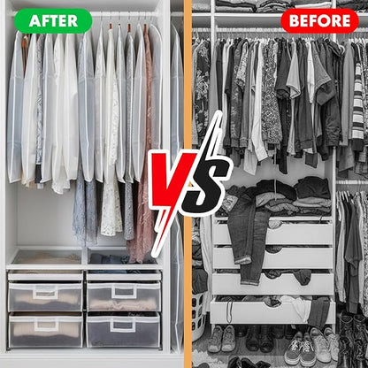 12 Pack Clear Garment Bags for Hanging Clothes, 40" Suit Bags for Closet Storage,Plastic Dustproof Suit Cover Bags,Plastic Suit Cover Bags with Zipper for Coats,Jackets,Shirts (24''X40")