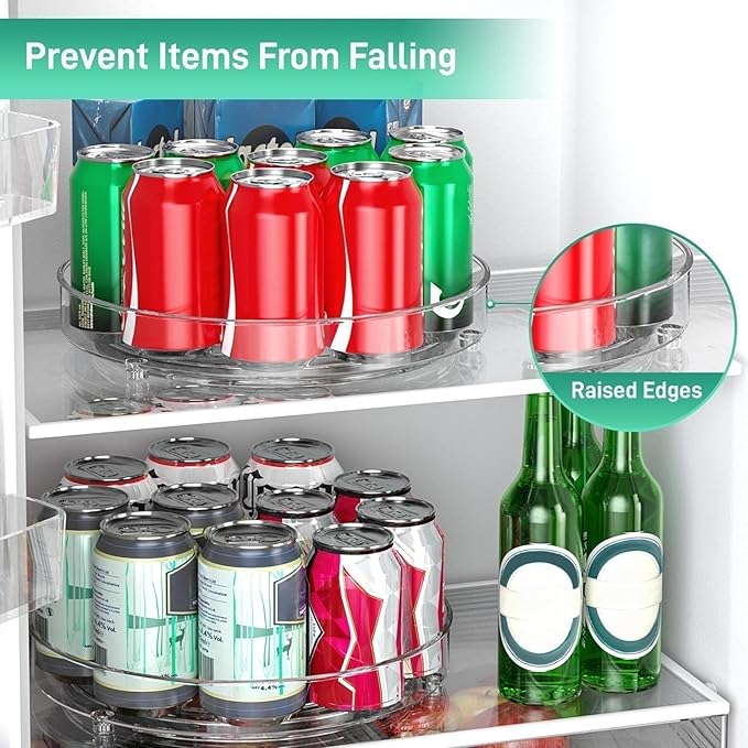 3 Pack Lazy Susan Organizer, 10.7 Inch Lazy Susan Turntable for Cabinet, Turntable Organizer for Pantry Organizers and Storage, Non-Skid Fridge Organizer
