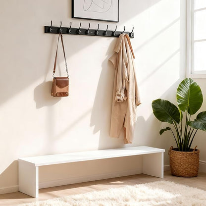 WEBI Coat Rack Wall Mount,38 1/4" Long Coat Hooks Wall Mounted,Bamboo Coat Hanger Wall Hook Rack,Jacket Hanger,10 Hooks for Hanging Coats,Clothes,Hats,Black