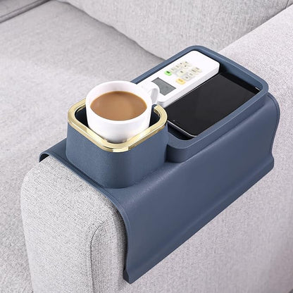 HMASYO Couch Cup Holder Tray - Silicone Sofa Armrest Table Couch Drink Holder and Tray Organizer for Remote Snacks Cellphone, Anti-Spill Anti-Slip Design, Gifts for Family Mom Dad Grandma
