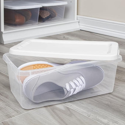 20-Pack 6 Quart Clear Plastic Storage Bins with Snap-On Lids - Stackable Organizers for Home, Bathroom, Closet & Office